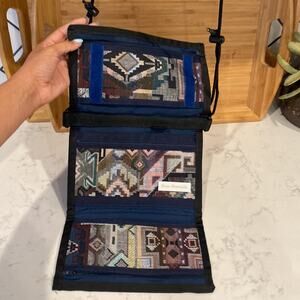 Vintage Stone Mountain suede tri fold crossbody or waist bag western interior